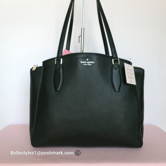 KATE SPADE Monet Triple Compartment Pebbled Leather Large Tote - Black color 🎈 - Picture 6 of 16